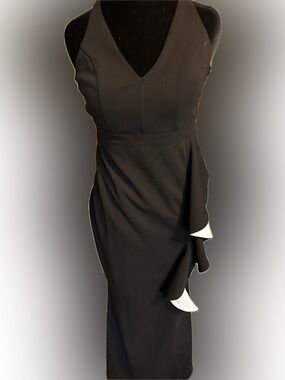 PerSeption Concept Black Maxi Dress with White Ruffle Accents
